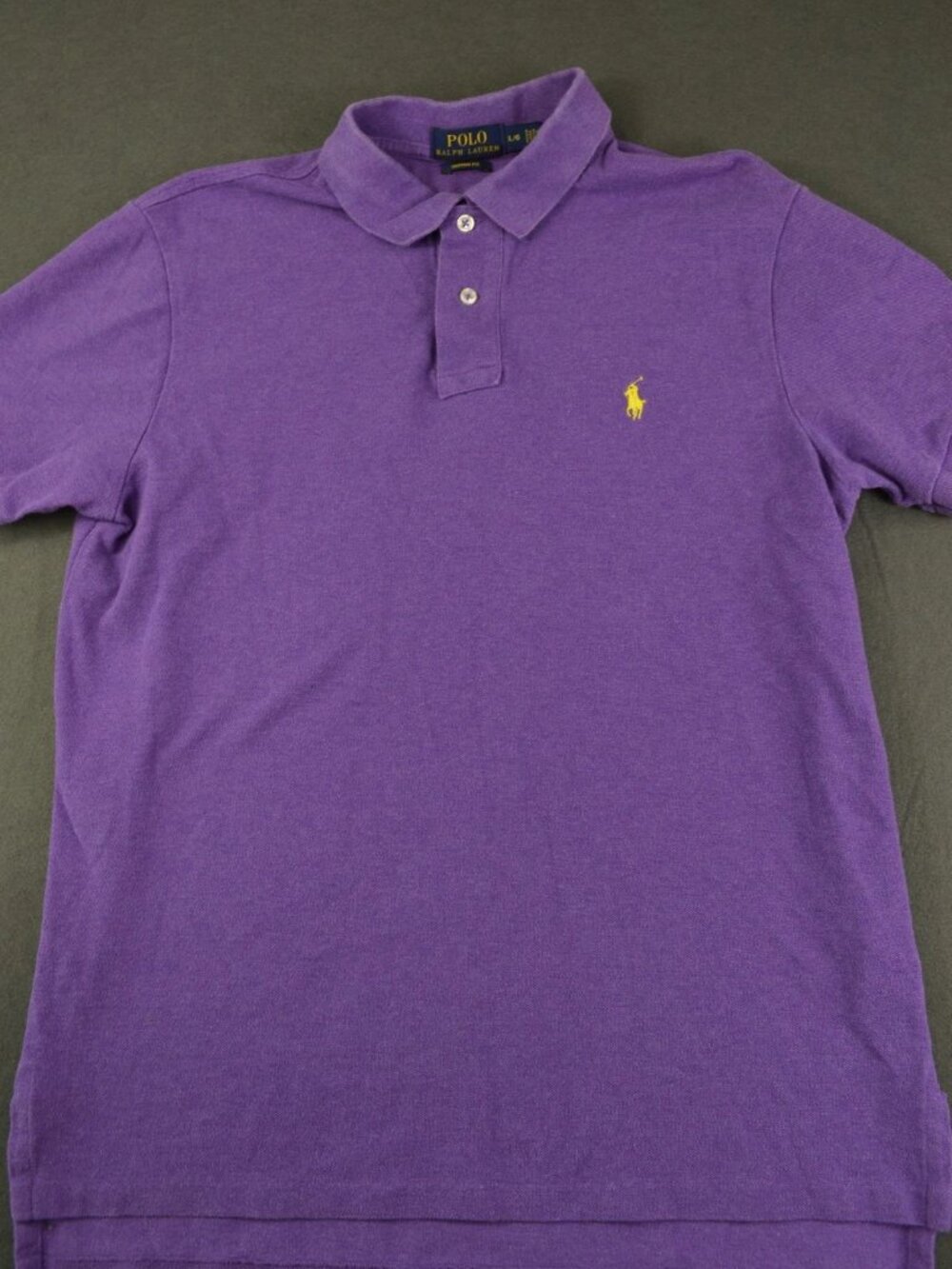 Polo Ralph Lauren Mens Purple Polo Shirt Short Sleeve Custom Fit Pony Logo L